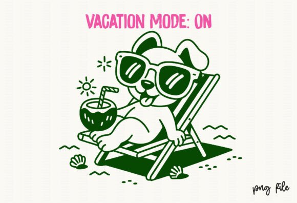 Download Cute Dog Vacation Mode Graphic Tee Png - Cat Collection