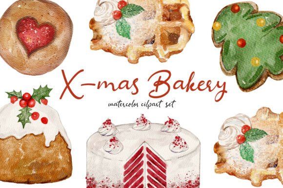 Download Christmas Bakery Watercolor Clipart Set - Premium Resources