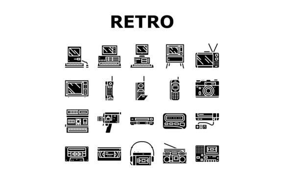 Download Retro Gadget Technology Device Icons Set - Device Collection