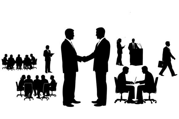 Download Business People Silhouettes Shaking Hand - Business Collection