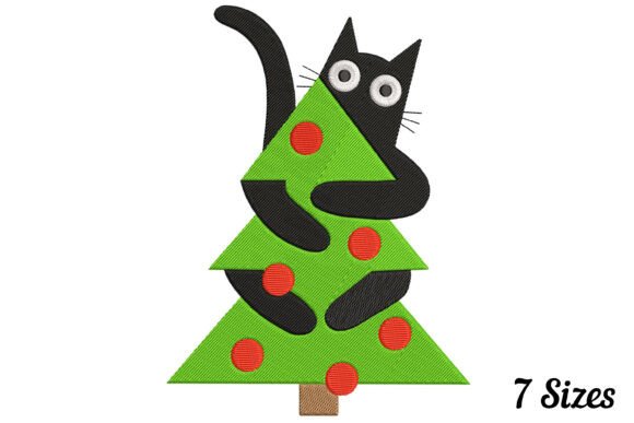 Download Black Cat Holding Christmas Tree - Cat Collection