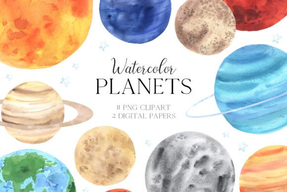 Download Watercolor Space Planets PNG Clipart - Plane Collection