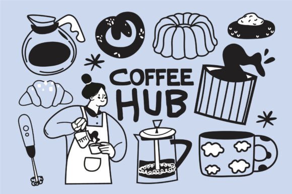 Download Coffee &amp; Bakery Doodles Vector Clipart - Premium Bundle